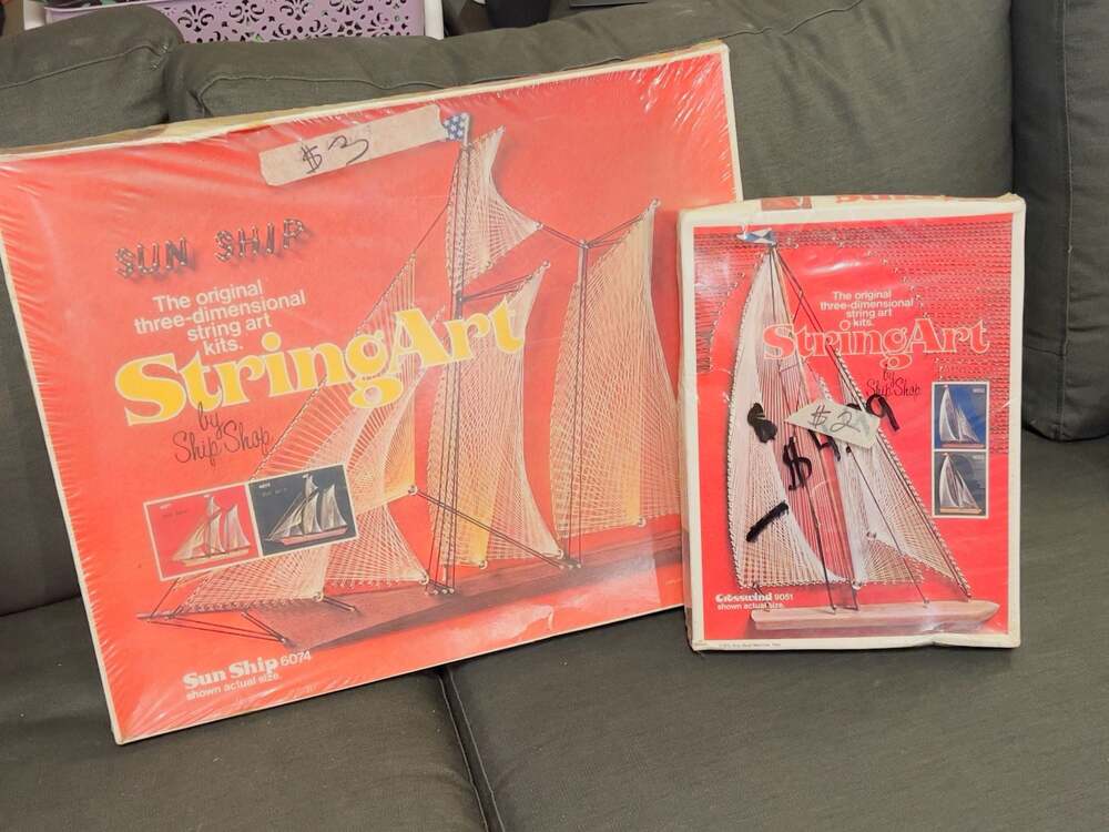 Vintage Ship Shop String Art Kits Sun Ship 6074 and Crosswind 9051 Set of 2 NIB